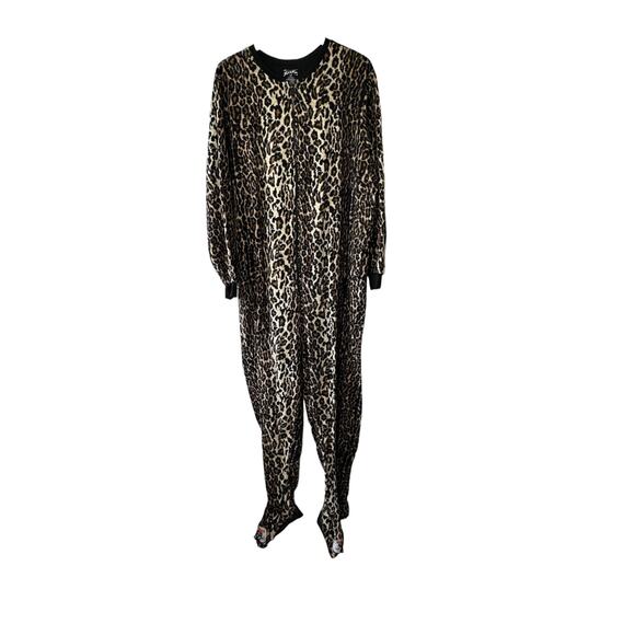 Nick & Nora Leopard Jungle Jim Cozy One Piece Footie Pajamas Women's XXL - Picture 1 of 5